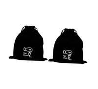 Veemoon 2pcs Travel Hair Dryer Drawstring Bags Velvet Storage Pouches for Curling Irons and Jewelry Organizer Portable Makeup Case with Clear Hair Dryer Print Black