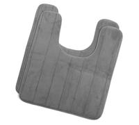 Veemoon 2pcs U Shaped Memory Foam Toilet Floor Mat with Non Slip Backing | Soft Cotton Blend, Foldable Plush Surface, Absorbent Washroom Use, for Elderly Caregivers and Tiles
