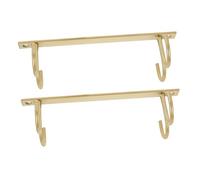 Veemoon 2pcs Under Cabinet Mug Holder Rack 4 Gold Iron Hooks, Kitchen Coffee Cup Organizer and Hanging Cup Rack for Kitchen Cabinets and Beverage Bottle Storage