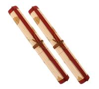Veemoon 2pcs Vintage Bamboo Paint Brush Case Roll Up Brush Holder for Calligraphy Watercolor Artists Portable Storage Organizer for Beginners High Elegant Design