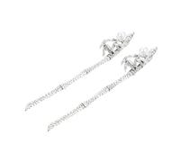 Veemoon 2pcs Vintage Chinese Style Decorative Hair Pin Elegant Silver Pearl Hair Stick for Updo Easy-fix for Weddings Birthdays Daily Use