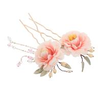 Veemoon 2pcs Vintage Chinese Style Flower Hair Sticks with Tassel Handmade Silk Floral Hairpins for Women Elegant Traditional Ancient Hair Accessories with Dynamic Tassel Motion for