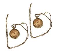 Veemoon 2pcs Vintage Pocket Watch Clamshell Hanging Retro Chained Design Watch for Gents Embossed Floral Edge for Display Collecting