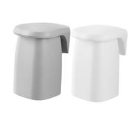 Veemoon 2pcs Wall Mounted Toothbrush Cups Magnetic Suction Mouthwash Rinsing Bathroom Cups Set Macaron White and Gray for Home Tooth Brushing
