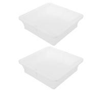 Veemoon 2pcs White Plastic Masonry Paver Mold with Corrosion Resistant and Antirust Surface Treatment, Square Stepping Stone Form for Segmented Construction and Residential Settings,