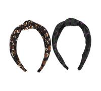 Veemoon 2Pcs Women Wide Leopard Print Headbands Knotted Wrapped Hair Bands for Daily Wear Party Sport Yoga Soft Stretchy Non Slip Hair Accessories for School Work and Travel