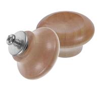 Veemoon 2pcs Wood Lid Knobs Universal Pot Handles for Steaming Pots and Woks, Khaki Colour, Classic Shape with Widened Base, Comfortable and Friction Resistant Replacement Pan Lid Handles