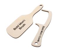 Veemoon 2PCS Wooden Bald Head Brush and Comb Set Funny Grooming Tool for Men Gentle Hair Valentine's Day Gift and Party Prank Accessory