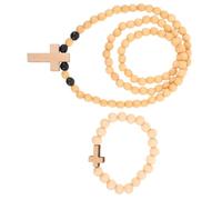 Veemoon 2pcs Wooden Bead Rosary Necklace for Women, Catholic Prayer Jewelry