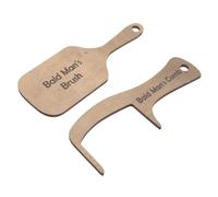 Veemoon 2pcs Wooden Hairless Combing Brush Bald Man Brush Unique Humorous Creative Style Gentle on Skin Portable Grooming Tool for Bald Men at Home on The Go