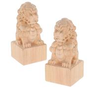 Veemoon 2pcs Wooden Lion Head Fence Post Finials Carved Decorative Banister Topper for Outdoor and Indoor Staircase Balusters Weather-Resistant Newel Post Caps with Elegant European Design