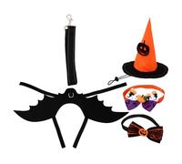 Veemoon 2sets Pet Costume Set for Halloween Bat Wings Elastic Pet Hat and Decorative Bow Tie for Cat Dog Outfit