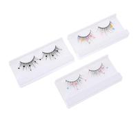 Veemoon 3 Pairs Sequin False Eyelashes Wispy Lashes Natural Looking Curly for Women Wedding Party Holiday Makeup