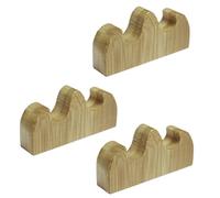 Veemoon 3 Pcs Chinese Calligraphy Pen Stand Bamboo Pen Rack Coffee Colour Lightweight Artistic Decor Brush Rest for Desktop Study