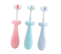 Veemoon 3 pcs Cute Decorative Toothbrush for Soft Bristle Toothbrushes with Slip Handle for Oral Care Adorable Design to Engage Red Blue Green