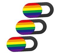 Veemoon 3 Pcs Webcam Cover Slider for Laptop Tablet Pc Privacy Web Camera Cover Set Rainbow Stripe Design Slide for Desktop Notebooks