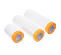 Veemoon 3 Rolls Metres PVC Masking Paper Roll with Tape | White Lightweight Covering, Quick Unfolding, Multi-width Coverage, Clean Edges around Switches, Lintels and Furniture