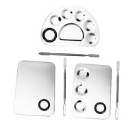 Veemoon 3 Sets Stainless Steel Makeup Palettes Nail Art Mixing Boards Manicure Tools for Professional Beauty Makeup Artists and Nail Technicians