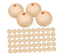 Veemoon 300pcs Natural Unfinished Round Wood Beads Smooth Edges Loose Spacer Beads for DIY Crafts Jewelry Making Garlands with Rustic Grain Texture