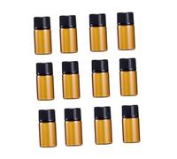 Veemoon 30pcs Amber Mini Glass Bottles for Essential Oils Black Fine Thread Caps for Travel Chemistry Sampling and Cosmetic Use