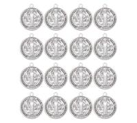 Veemoon 30pcs Metal Saint Benedict Cross Pendant St Benedict Medals for Catholic Rosary Making Supplies Faith Necklace Charm for Spiritual Devotion