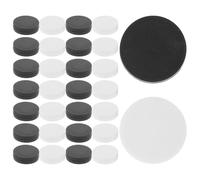 Veemoon 30pcs Plastic Checkers Pieces and Backgammon Game Accessories, 2.5cm Black White Glossy round Pieces, Universal Board Game Replacement for Family and Travel Use