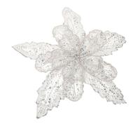 Veemoon 3D Silver Sequin Lace Applique Patch with Large Beaded Floral Embellishment, Layered Embroidered Sewing Decoration for Wedding Dress DIY Crafts, 12x11.8 Inch