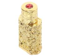 Veemoon 3ml Vintage Perfume Bottle Artistic Hollow Alloy and Glass Design, Portable DIY Refillable Container for Travel and Parties, Elegant Golden Patterned Perfume Atomiser