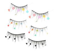 Veemoon 3pairs Glitter False Eyelashes Sequin Hearts and Flowers Creative Lashes for Cosplay Party Special Occasions