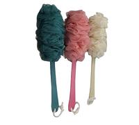 Veemoon 3pc Long Handle Shower Brush Bath Sponge Mesh Gauze Scrubber Exfoliating Body Brush for Shower Bath Rubbing Towel