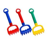 Veemoon 3pcs Beach Sand Rake Plastic Small Sand Play Set for 1-2 Years Old Outdoor Sandpit Accessories with Yellow, Red, and Blue Handles