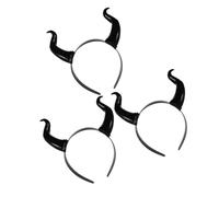 Veemoon 3pcs Black Devil Horns Headband Matte Finish Comfortable Fit Cosplay Bull Horns Accessory for Halloween Party Masquerade Costume Adults and Teens