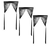 Veemoon 3pcs Black Pvc Foil Fringe Curtains Hanging Design, 1m X 2m Metallic Streamers for Party Decorations and Photoshoots, Eye-catching Vertical Gradient Design