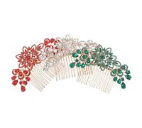 Veemoon 3pcs Bridal Rhinestone Hair Comb with Design Seven-prong Secure Hold Wedding Hair Accessories for Brides Bridesmaids in Red Green White