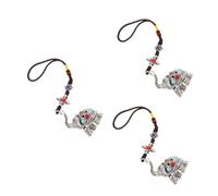 Veemoon 3pcs Buddhist Elephant Hanging Pendant Amulet for Luck Feng Shui Keychain Car Mirror Decor Vintage Home Office Accessories Unique Collectors and Friends