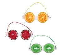 Veemoon 3pcs Cartoon Fruit Gel Eye Mask Cold Hot Eye Pads for Soothing Relief Elastic Band Design for Dark Circles Watermelon Lemon Kiwi