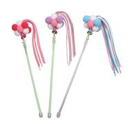 Veemoon 3pcs Cat Teaser Wand Set with Plush Ball Tassels, Interactive Kitten for Indoor Play, Blue Purple Red Cat Supplies for Exercising and Chasing