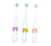 Veemoon 3pcs Cute Bowknot Toothbrush Holder Soft Toothbrush for Boys and Girls Double Sided