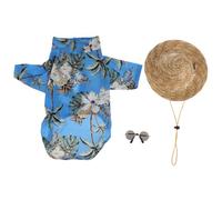 Veemoon 3pcs Dog Shirt Set Small Dogs Summer Outdoor Lightweight Fabric Vest Shirt Straw Hat Sunglasses Kit Easy to Put and Take