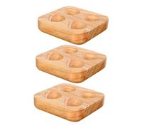 Veemoon 3pcs Double Row Egg Tray Organizer for Refrigerator Rubberwood Egg Holder with Slots Per Tray for Safe and Easy Access