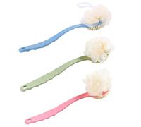 Veemoon 3pcs Exfoliating Bath Brush Shower Back Brush Plastic Curved Long Handle Simple Design Massage for Men and Women Taking A Shower Random Color