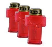 Veemoon 3pcs Flameless Cemetery Candle Light Jesus Cross Design Battery Operated Outdoor Lights for Gardens Memorials and Churches No Dripping Wax Easy to Use