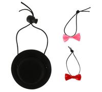Veemoon 3pcs for New Year Parties Three-dimensional Design Polyester Adjustable with Bow Tie Set Hamster and Chinchilla Hat for Small Animals and Daily Walks