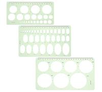 Veemoon 3Pcs Geometric Drawing Templates Stencils Set 45° Ellipse and Circle Protractor Template, Multi-Functional Plastic Rulers for Students, Architecture, and Drafting Supplies