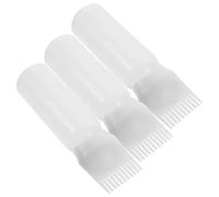 Veemoon 3pcs Hair Dye Applicator Bottle Root Comb Bottle for Hair Coloring Oiling Dying Easy to Use Squeeze Design for Salon DIY Home Use Convenient One Hand Operation