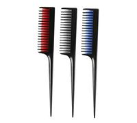 Veemoon 3Pcs Hairdressing Tip Tail Combs Lightweight Household Styling Combs for Smooth Detangling and Precise Sectioning Black Red Blue