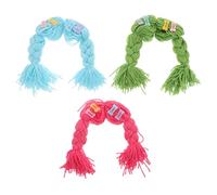 Veemoon 3pcs Hand-Knit Braid Wigs For Cat And Dog - Pet Cosplay Long Braided Wig Costume Props - Funny For Cat And Dog Holiday Celebration