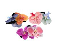 Veemoon 3pcs Hawaiian Orchid Hair Claw Clips Lightweight Tropical Flower Accessories for Women Wedding Beach Party Bohemian Hairstyling with Secure Comfortable Grip