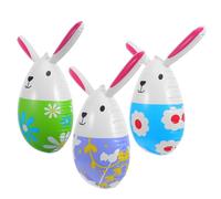 Veemoon 3pcs Inflatable Easter Bunny Yard Decorations Set with Purple, Blue, Green Egg Balloons - Outdoor Spring Party Props for Garden and Easter Celebration