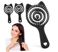Veemoon 3pcs Kitten Ear Detangling Hair Brush for Wet and Dry Hair Vented Design for Blow Drying Lightweight with Comfortable Grip